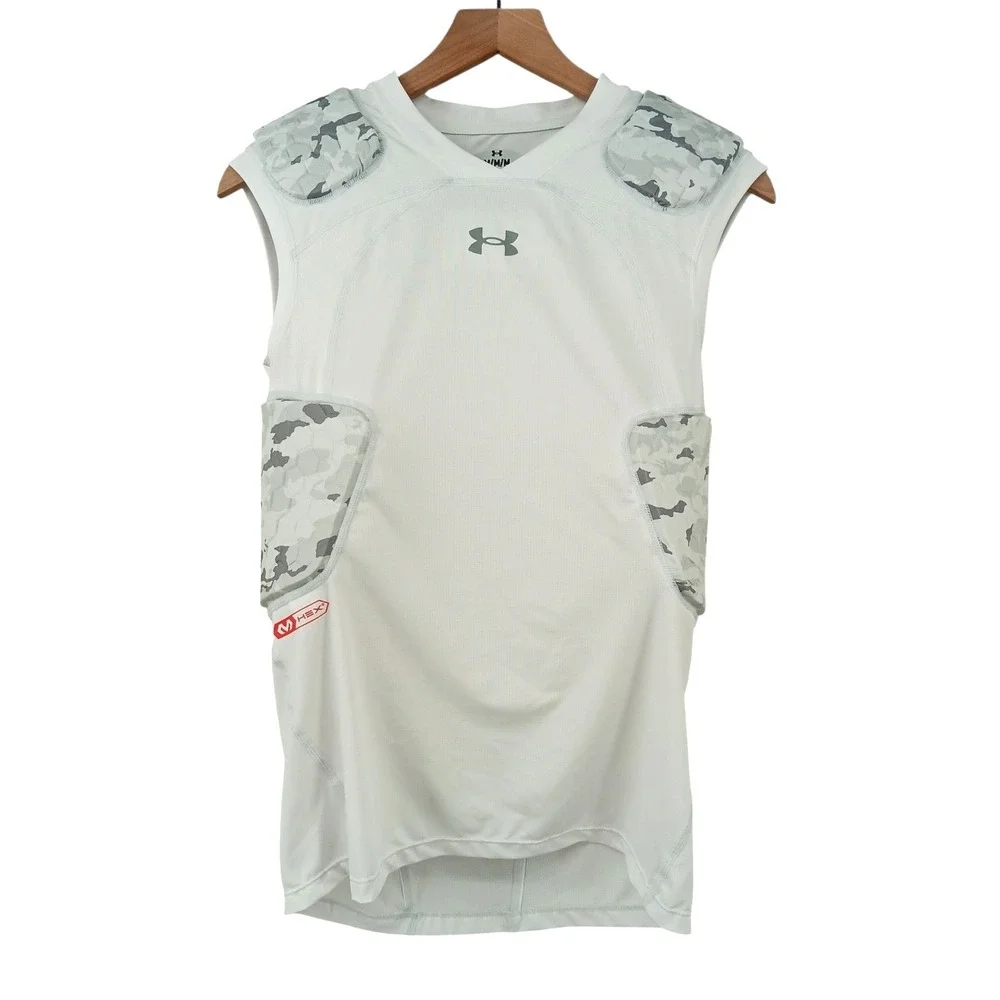 Under Armour Padded Compression Shirt Medium White Camo Football Protective Hex